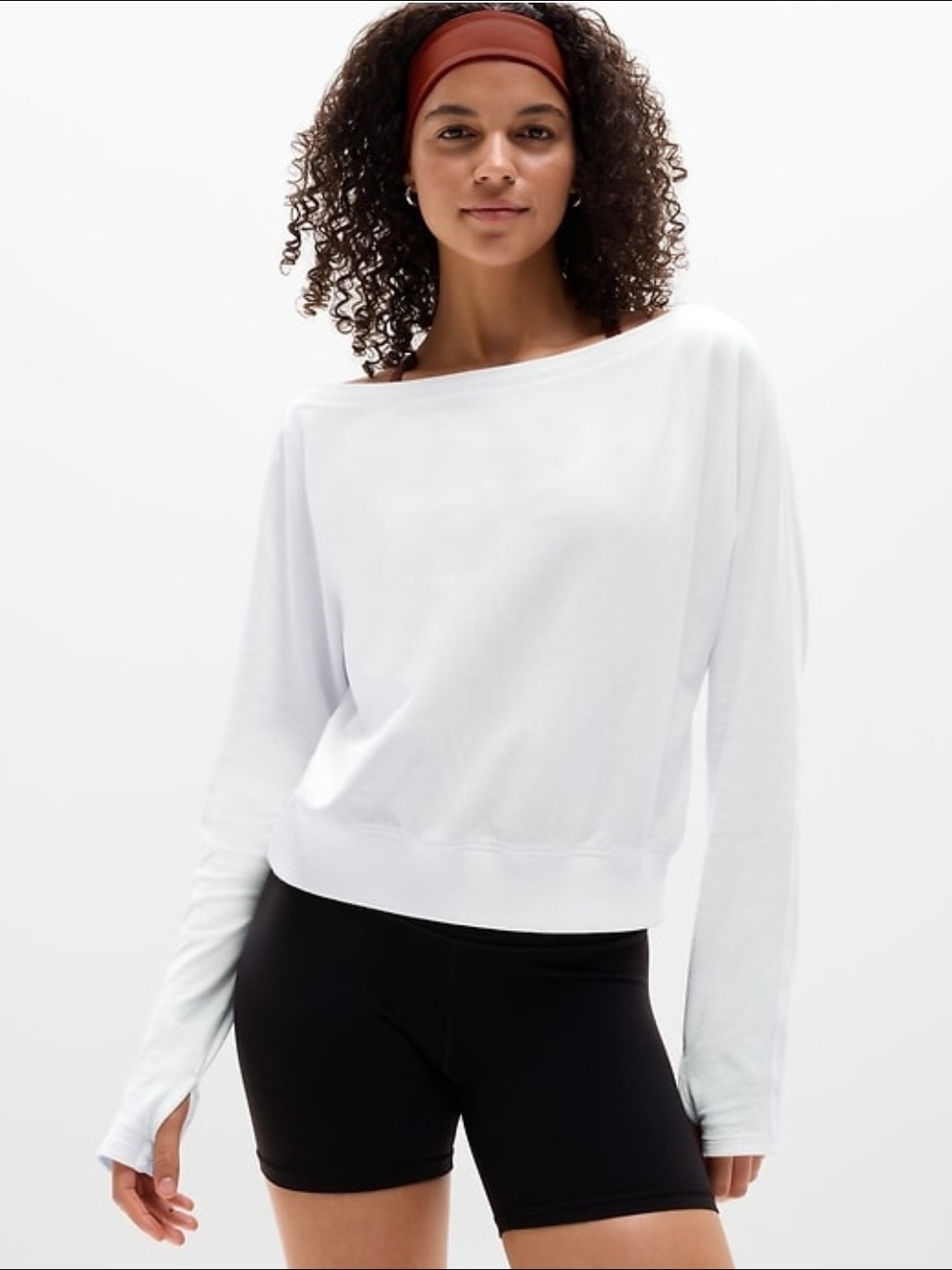 Athleta White Off-the-Shoulder Pullover Sweatshirt- Lightweight. NWT. Large.